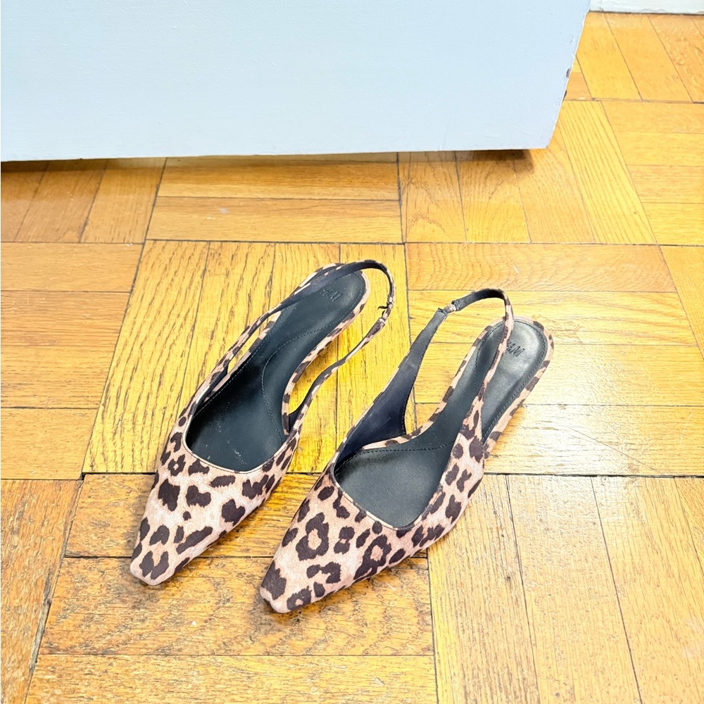 H&M Leopard Print Slingback Kitten Heels